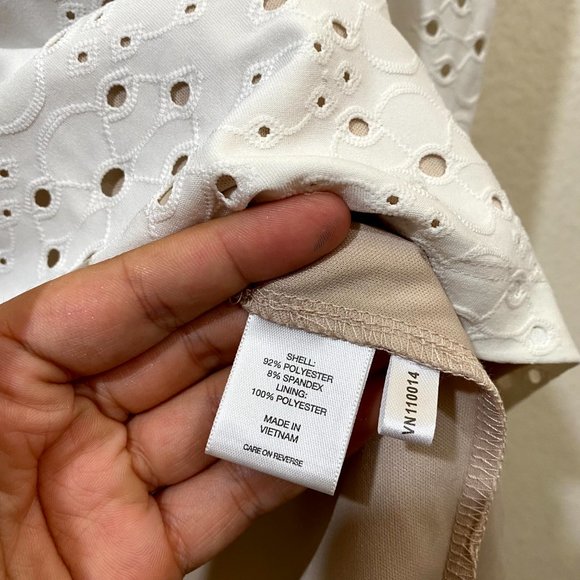 New York & Company sz:L White Tan Perforated Dress - Picture 11 of 11